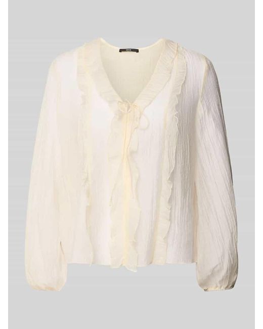 Zero Natural Regular Fit Bluse mit V-Ausschnitt und Schnürung