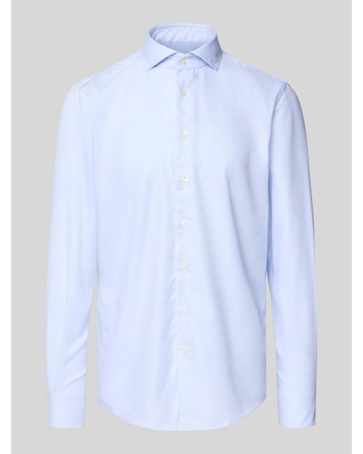 Profuomo Regular Fit Zakelijk Overhemd Met Haaikraag, Model 'Cutaway' in het Blue voor heren