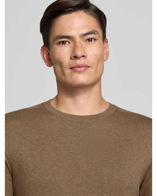 SELECTED Regular Fit Gebreide Pullover Van Puur Katoen, Model 'Berg' in het Brown voor heren
