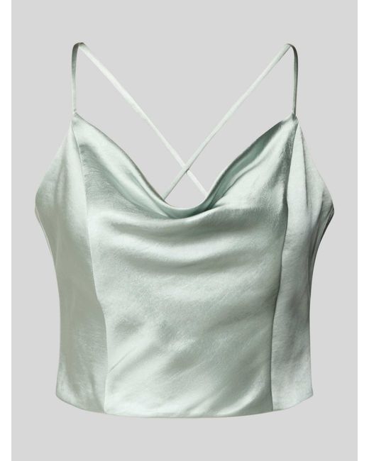 Jake*s Korte Top Met Watervalhals En Vetersluiting in het Green