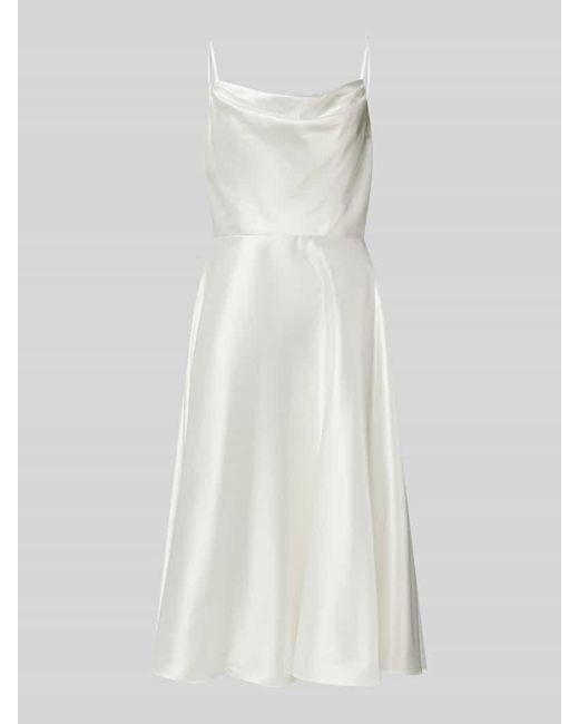 Luxuar White Knielanges Brautkleid Mit Wasserfall-Ausschnitt