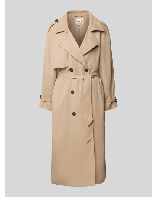 ONLY Regular Fit Trenchcoat Met Reverskraag in het Natural