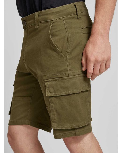 Only & Sons Regular Fit Korte Cargobroek Met Riemlussen, Model 'Cam' in het Green voor heren