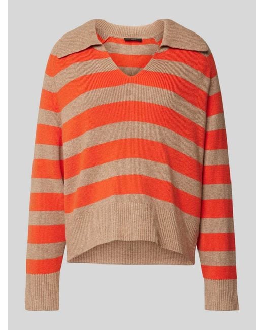Ouí Gebreide Pullover Met V-hals in het Orange