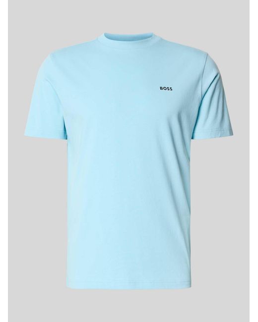 Boss T-shirt Met Labelprint in het Blue voor heren