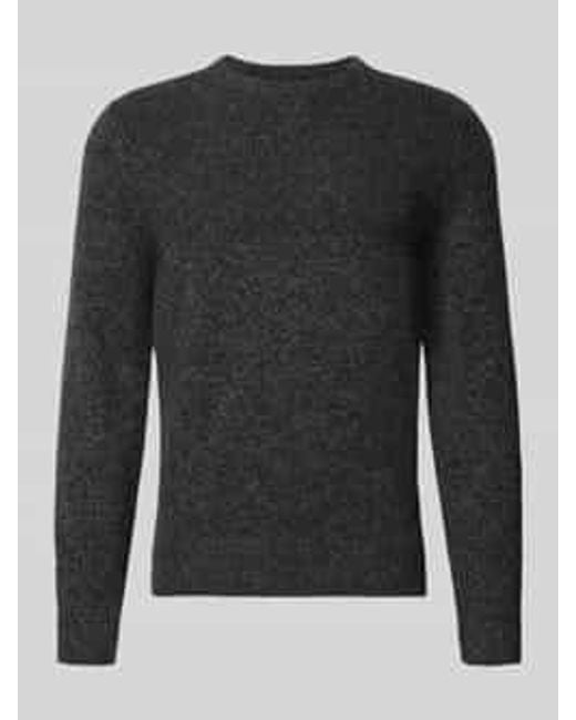 Brax Gebreide Pullover Met Ribboorden, Model 'Rick' in het Black voor heren
