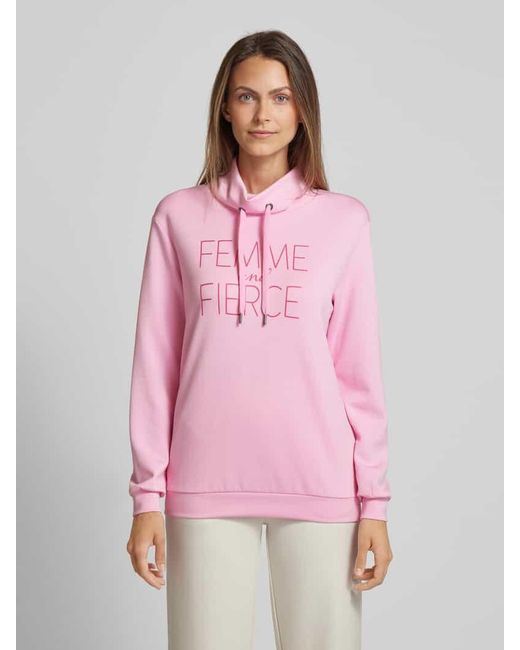 Soya Concept Pink Sweatshirt mit Stehkragen und Tunnelzug Modell 'BANU'