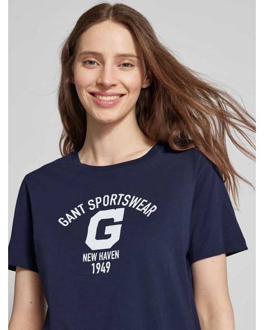 Gant Blue T-Shirt mit Label-Print