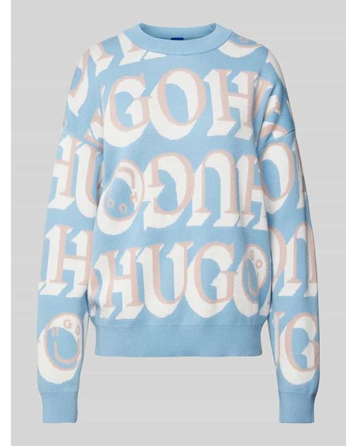 HUGO Blue Strickpullover Mit Logo-Muster Modell 'Sestunni'