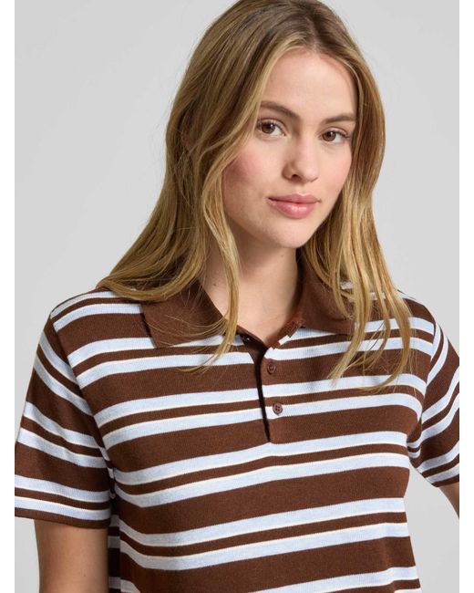 Neo Noir Regular Fit Poloshirt Met Knoopsluiting, Model 'Mulann' in het Brown