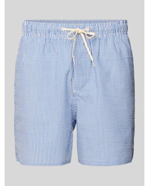 SELECTED Relaxed Fit Zwembroek Met Structuurmotief in het Blue voor heren