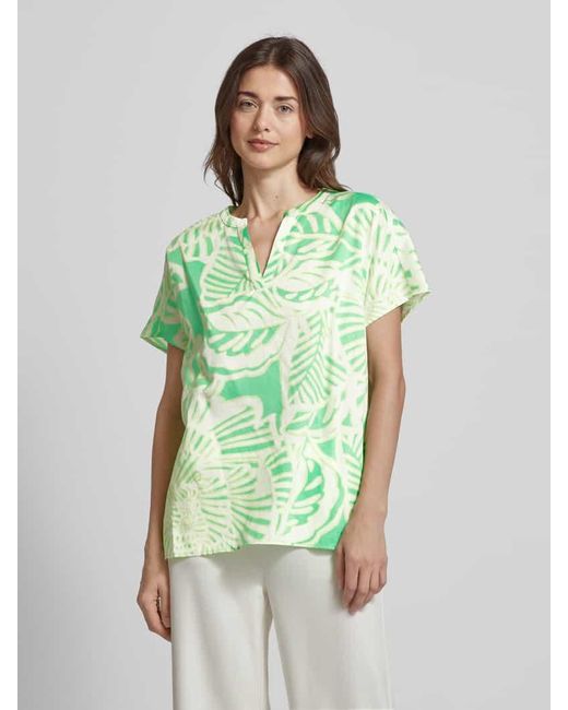 Milano Italy Green Blusenshirt mit Allover-Muster