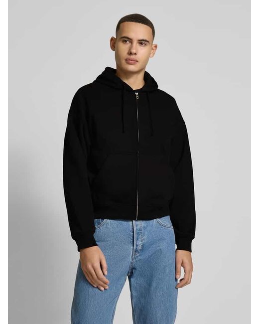 Weekday Boxy Fit Sweatjacke mit seitlichen Eingrifftaschen in Black für Herren