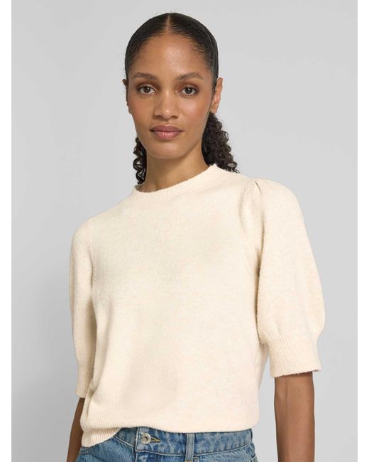 Vero Moda Comfort Fit Gebreide Pullover Met Pofmouwen, Model 'Doffy' in het Natural