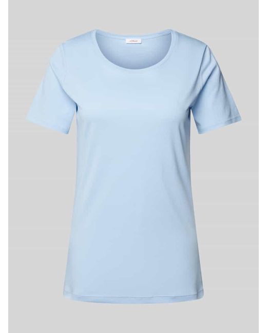 S.oliver Blue T-Shirt im unifarbenen Design