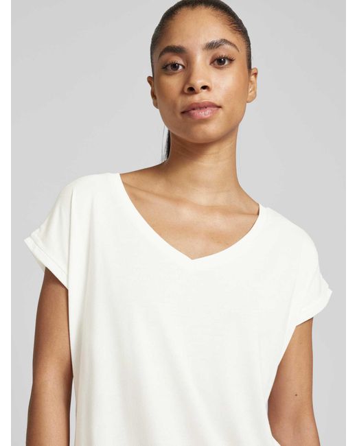 QS T-shirt Met V-hals in het White