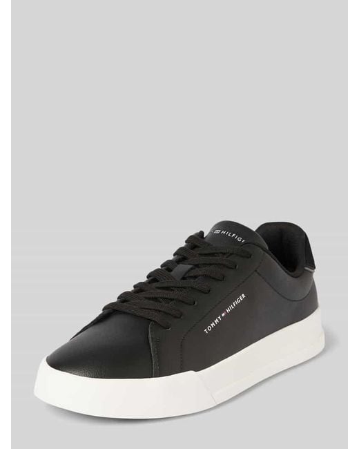 Tommy Hilfiger Low Top Sneaker aus Leder-Mix in Black für Herren