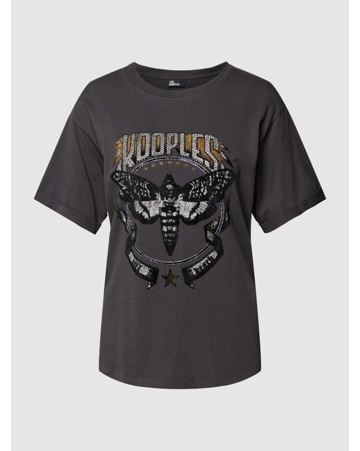 The Kooples Black T-Shirt mit Label-Print