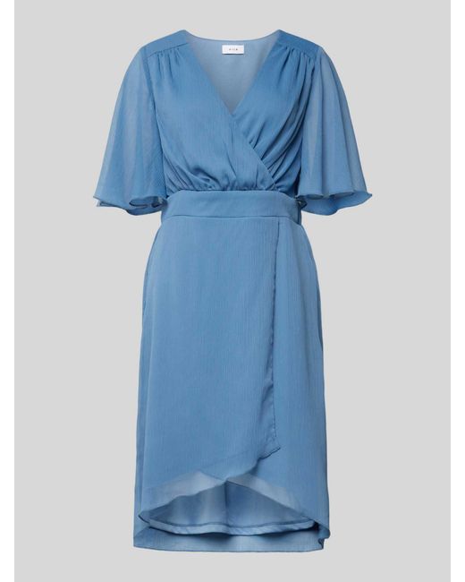 Vila Blue Knielanges Kleid mit V-Ausschnitt Modell 'RILLA'