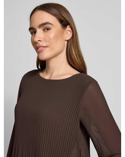 ZABAIONE Blouse Met Lange Mouwen Met Plissévouwen En Ronde Hals in het Brown