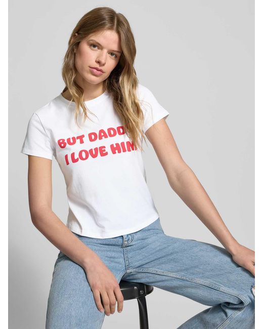 Review T-shirt Met Statementstitching in het White