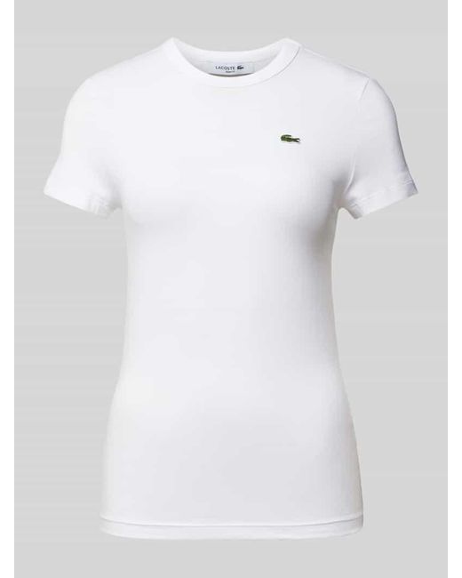 Lacoste White Slim Fit T-Shirt mit Logo-Detail