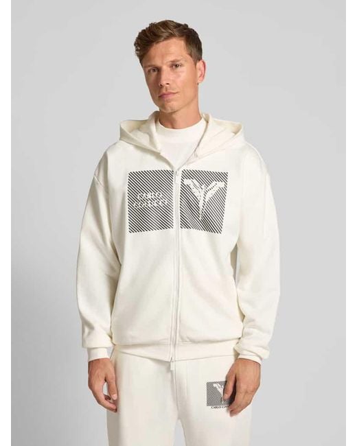 carlo colucci Sweatjacke mit Logo-Print und Zweiwege-Reißverschluss in Gray für Herren