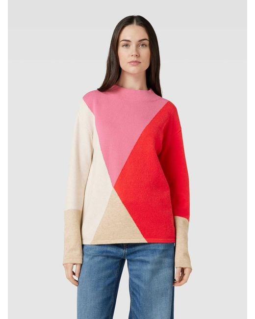 Betty Barclay Red Strickpullover im Color-Blocking-Design