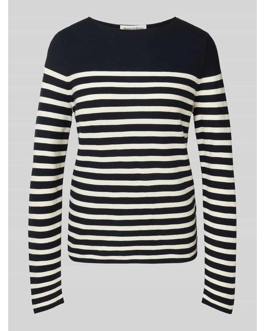 Marc O' Polo Blue Regular Fit Strickpullover Aus Reiner Baumwolle Mit Streifenmuster
