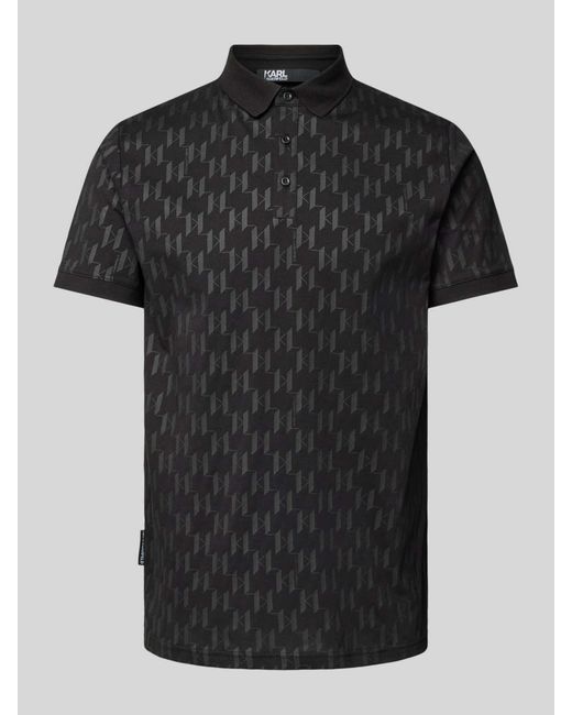 Karl Lagerfeld Slim Fit Poloshirt Met All-over Logomotief in het Black voor heren