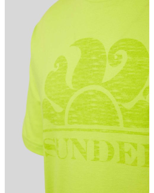Sundek T-shirt Met Labelprint in het Yellow voor heren
