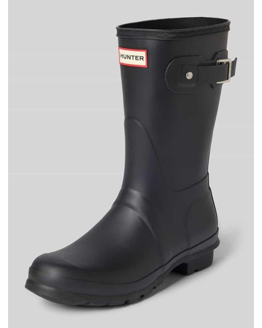 Hunter Black Stiefel mit Label-Patch