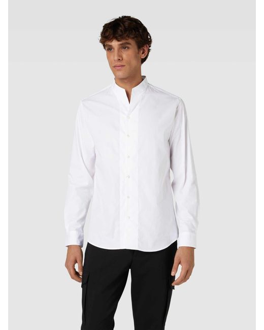 Emporio Armani Modern Fit Freizeithemd mit Stehkragen in White für Herren