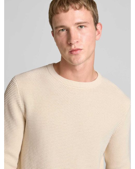 Review Gebreide Pullover Met Structuurmotief in het Natural voor heren