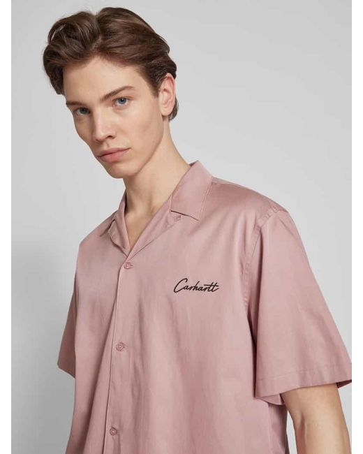 Carhartt Freizeithemd mit Reverskragen und Label-Stitching in Pink für Herren