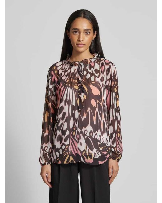 Marc Cain Pink Relaxed Fit Bluse mit Stehkragen