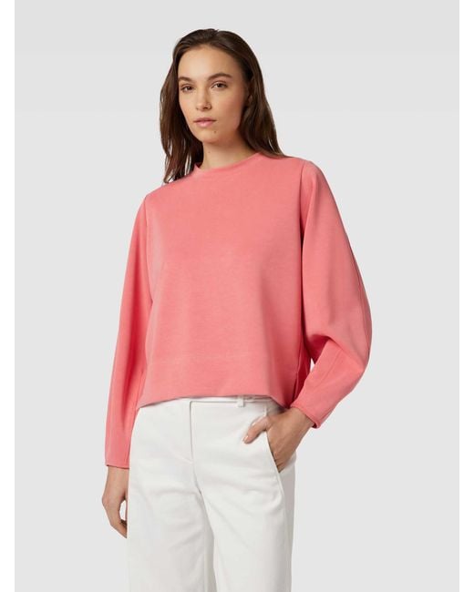 Opus Pink Sweatshirt mit geripptem Rundhalsausschnitt Modell 'Gorty'