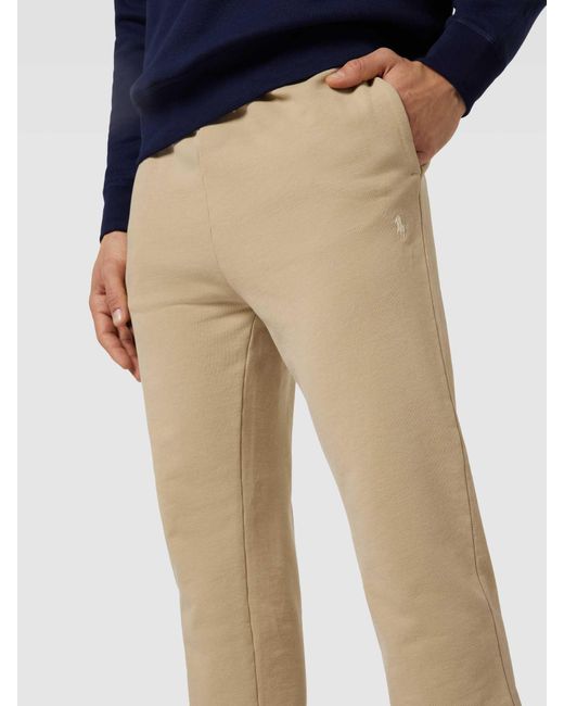 Polo Ralph Lauren Regular Fit Sweatpants Met Logostitching in het Natural voor heren