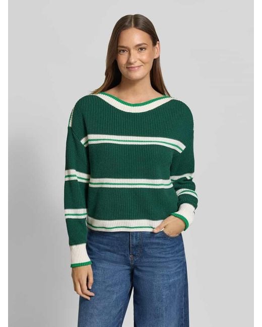 Marc Cain Green Strickpullover mit U-Boot-Ausschnitt