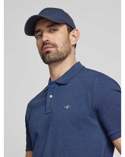 Gant Regular Fit Poloshirt Met Labelstitching in het Blue voor heren