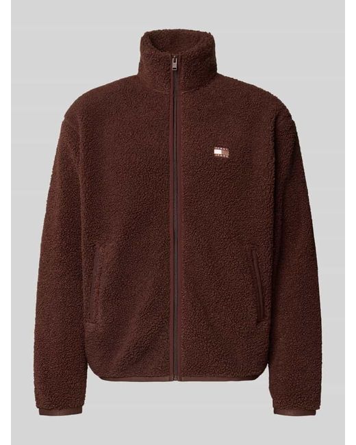 Tommy Hilfiger Regular Fit Teddyfell-Jacke mit Label Stitching in Brown für Herren