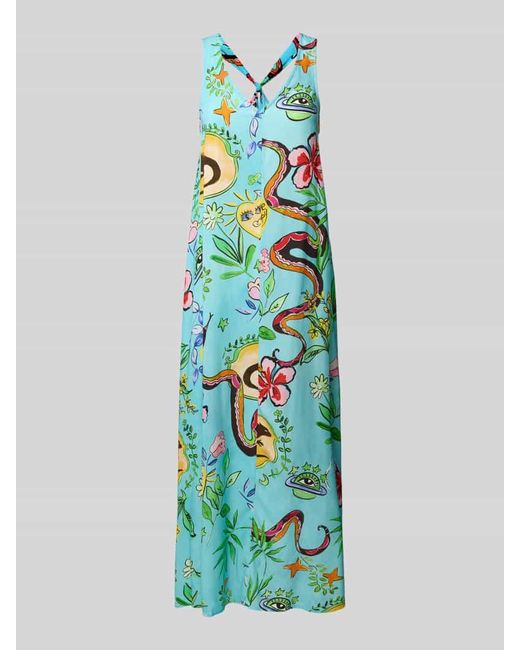 Emily Van Den Bergh Blue Midikleid mit V-Ausschnitt