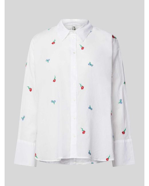 ONLY White Bluse mit Motiv-Stitching Modell 'NEW LINA GRACE'