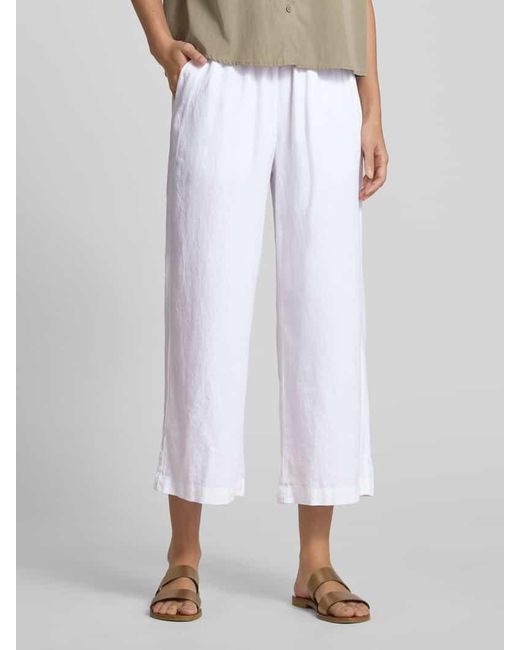 Soya Concept White Straight Leg Leinenhose mit Tunnelzug Modell 'Ina'