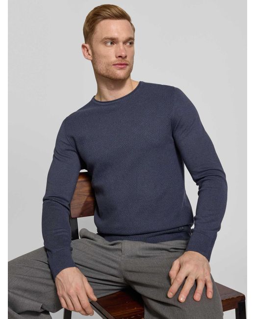 S.oliver Regular Fit Gebreide Pullover Van Puur Katoen Met Structuurmix in het Blue voor heren