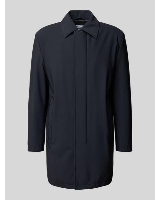 Strellson Regular Fit Lange Jas Met Platte Kraag, Model 'Naro' in het Blue voor heren