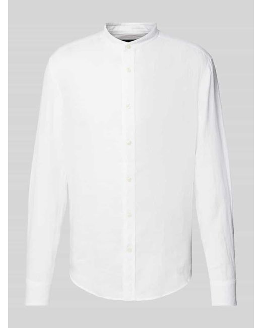 Drykorn Regular Fit Leinenhemd mit Stehkragen Modell 'TAROK' in White für Herren