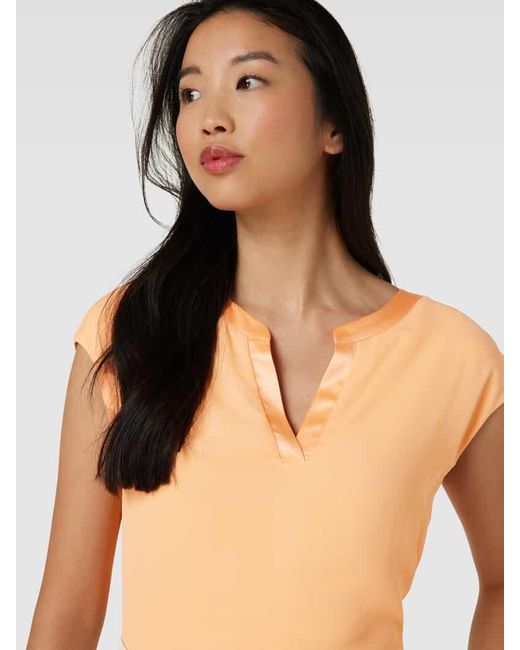 Comma, Orange T-Shirt mit V-Ausschnitt