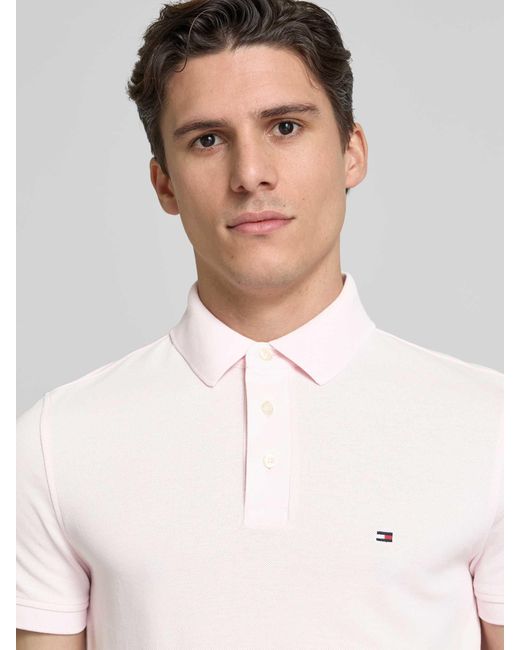 Tommy Hilfiger Slim Fit Poloshirt Met Logostitching, Model '1985' in het Natural voor heren