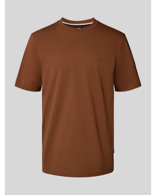 Boss Regular Fit T-Shirt Van Puur Katoen, Model 'Thompson 01' in het Brown voor heren